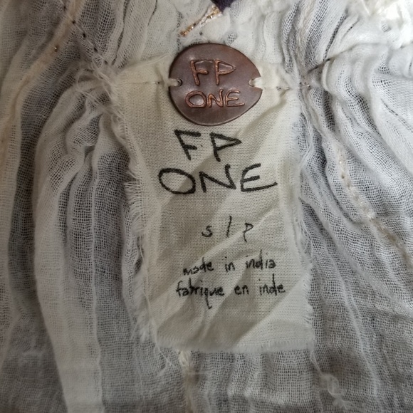 Free People Flowy Cream Blue Strappy Blouse Sheer - Picture 3 of 3